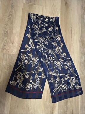 Ralph Lauren Navy and Cream Floral Silk Scarf